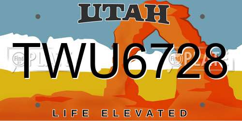 TWU6728 Utah License Plate