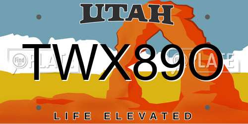 TWX89O Utah License Plate
