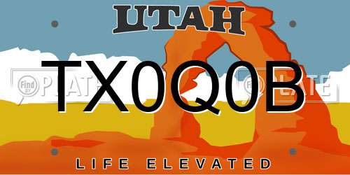 TX0Q0B Utah License Plate