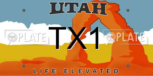 TX1 Utah License Plate