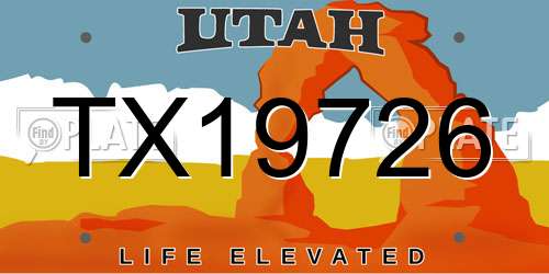 TX19726 Utah License Plate
