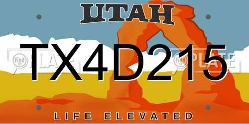 TX4D215 Utah License Plate