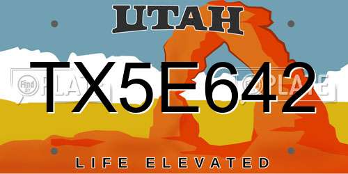 TX5E642 Utah License Plate