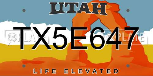 TX5E647 Utah License Plate