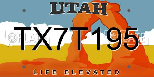 TX7T195 Utah License Plate