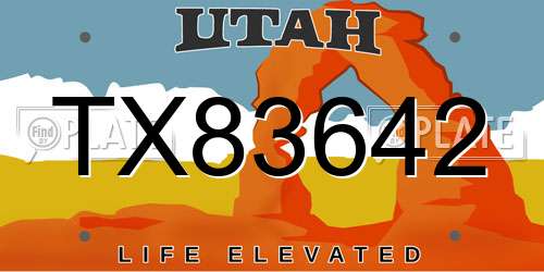 TX83642 Utah License Plate