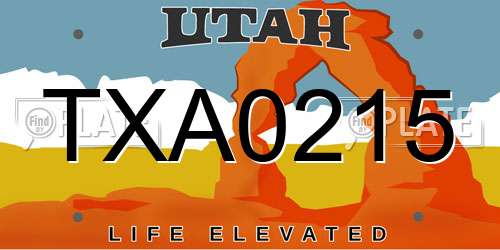 TXA0215 Utah License Plate