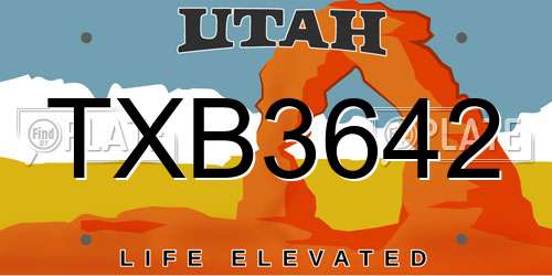 TXB3642 Utah License Plate