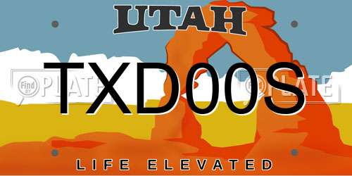 TXD00S Utah License Plate
