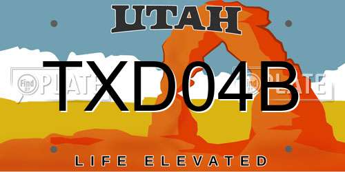 TXD04B Utah License Plate