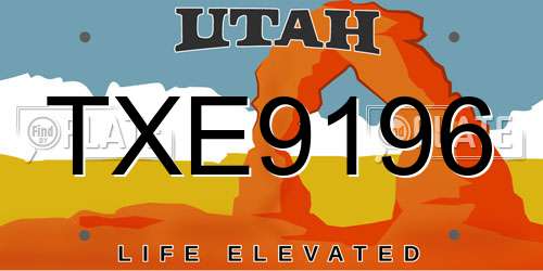 TXE9196 Utah License Plate