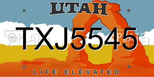 TXJ5545 Utah License Plate