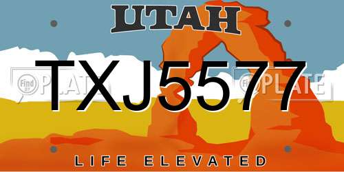 TXJ5577 Utah License Plate