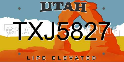 TXJ5827 Utah License Plate