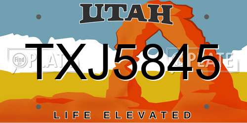 TXJ5845 Utah License Plate