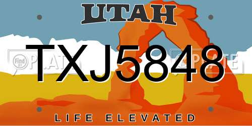 TXJ5848 Utah License Plate
