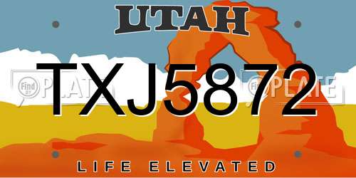 TXJ5872 Utah License Plate