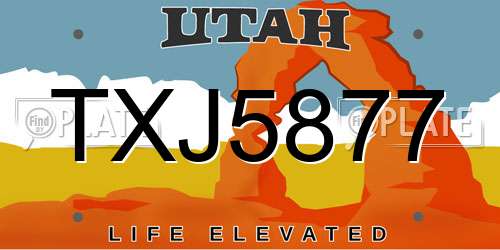 TXJ5877 Utah License Plate