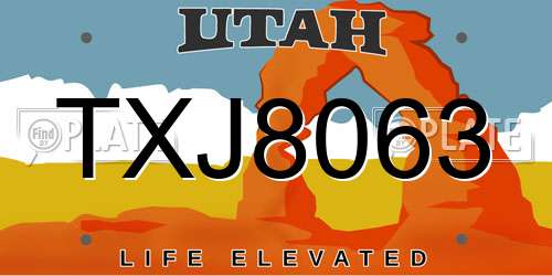 TXJ8063 Utah License Plate