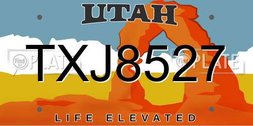 TXJ8527 Utah License Plate
