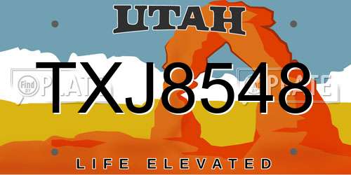 TXJ8548 Utah License Plate