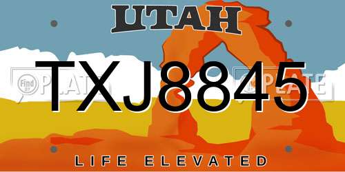 TXJ8845 Utah License Plate