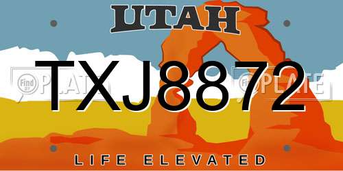 TXJ8872 Utah License Plate