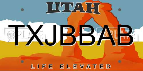 TXJBBAB Utah License Plate