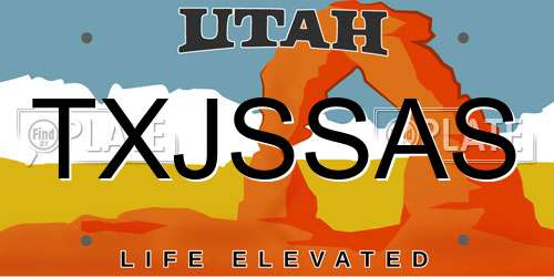 TXJSSAS Utah License Plate