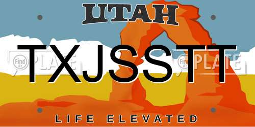 TXJSSTT Utah License Plate