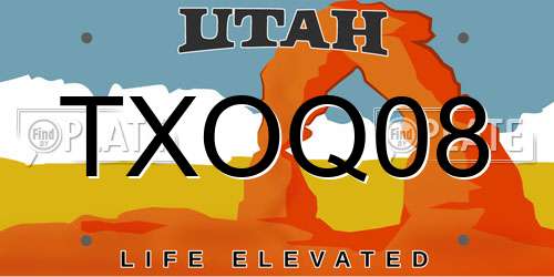 TXOQ08 Utah License Plate