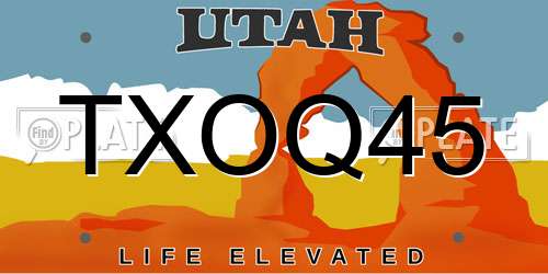 TXOQ45 Utah License Plate