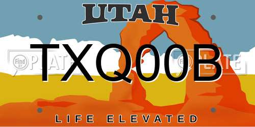 TXQ00B Utah License Plate