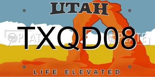 TXQD08 Utah License Plate