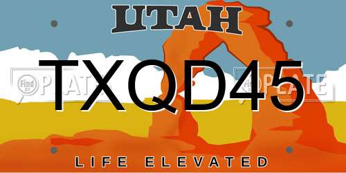 TXQD45 Utah License Plate