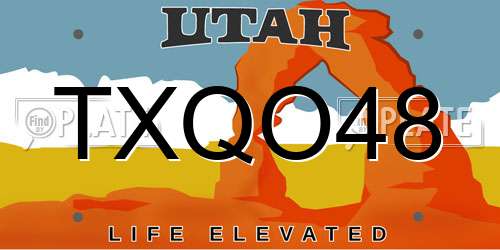 TXQO48 Utah License Plate