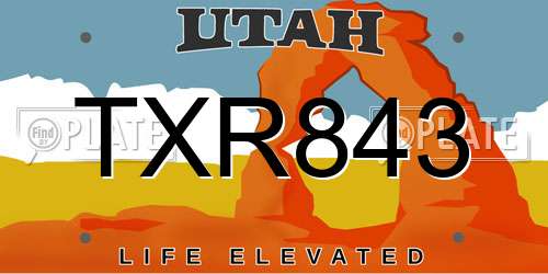 TXR843 Utah License Plate