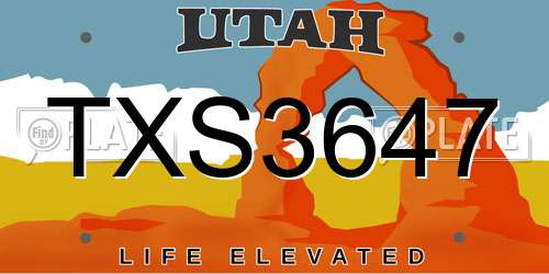 TXS3647 Utah License Plate