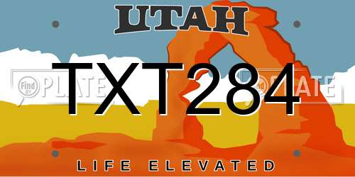 TXT284 Utah License Plate