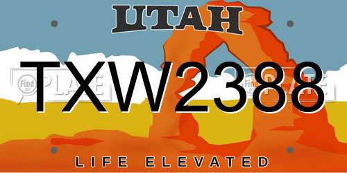 TXW2388 Utah License Plate