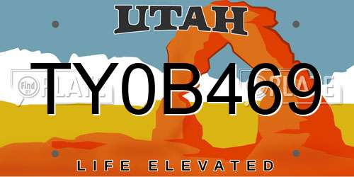 TY0B469 Utah License Plate