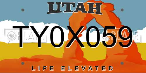 TY0X059 Utah License Plate