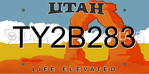 TY2B283 Utah License Plate