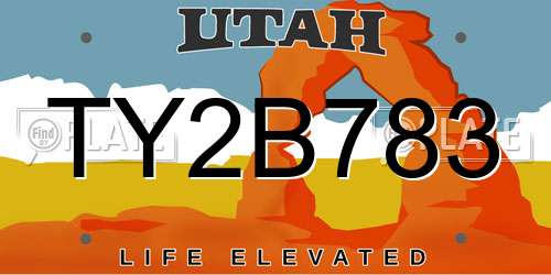 TY2B783 Utah License Plate