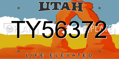TY56372 Utah License Plate