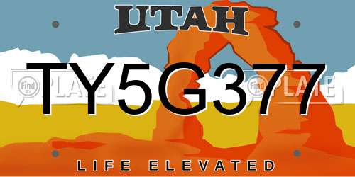 TY5G377 Utah License Plate