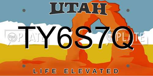 TY6S7Q Utah License Plate