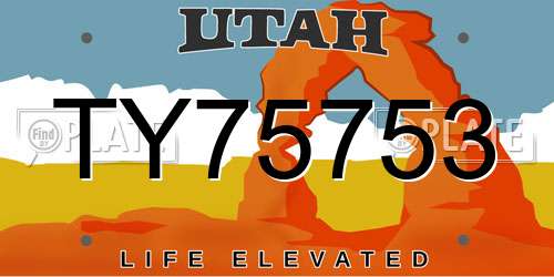 TY75753 Utah License Plate