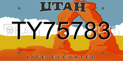 TY75783 Utah License Plate