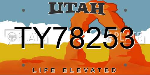 TY78253 Utah License Plate